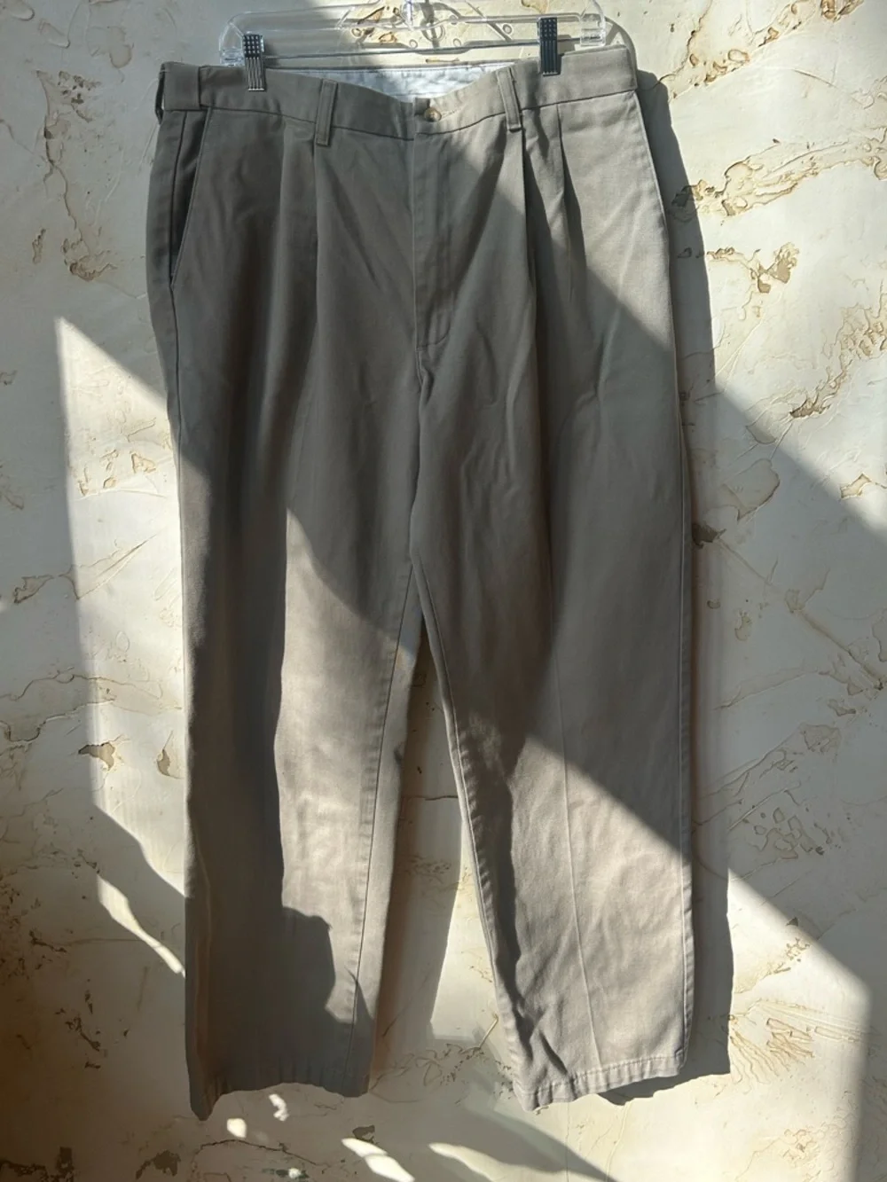 Timber Creek by Wrangler Men’s 36x32 Tan Pleated Dress Pants Adjustable Waist